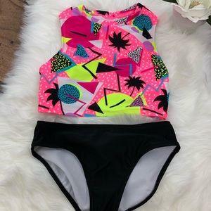 Girls Two Piece Swimsuit SZ 10-12 Art Class